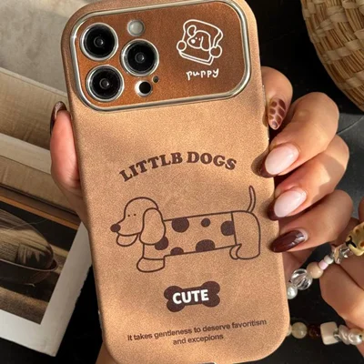 قاب موبایل آیفون کیوت پاپی خال خالی داکس هوند سوسیسی + بندC006922