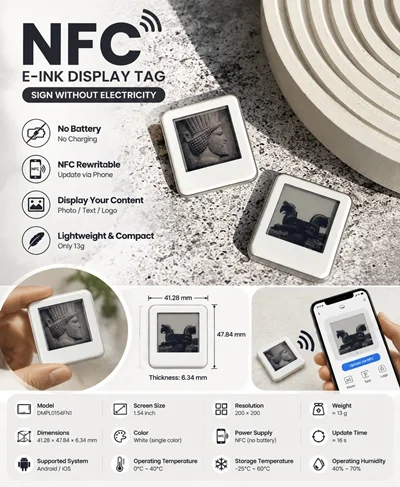 تگ نمایشگر جوهر الکترونیکی P001012NFC