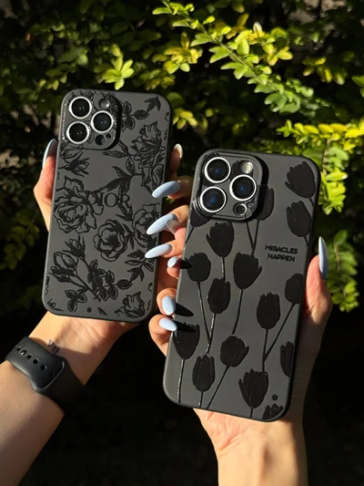 قاب C007607Black floral pattern
