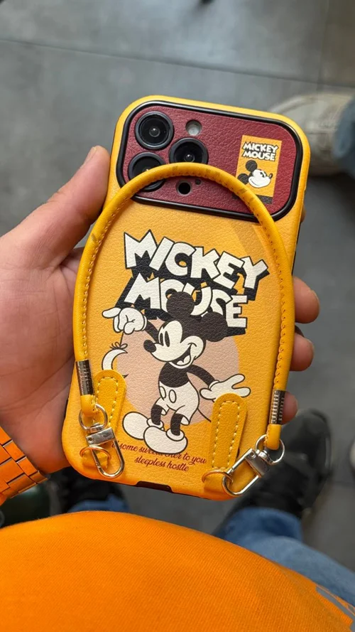 قاب موبایل آیفون میکی موس لیمویی + بندست C007004